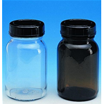 Bottiglie a bocca larga, vetro soda-lime, Colore Bianco , Capacità 100 ml, Diam. 50,0 mm, Altezza 93,0 mm, Filettatura 40 GL - Pz/Cf. 63