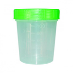 Urine beaker 125 ml, PP with screw cap green, HD-PE pack of 500 - Pz/Cf. 500