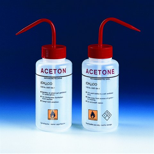 Bottiglia (PE) spruzzetta con valvola ml 250 Acetone CF/1 PZ