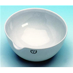 Capsule per evaporazione, porcellana, con becco, fondo tondo, forma media, Capacità 10 ml, Ø  bordo 40 mm, Altezza 16 mm - Pz/Cf. 1